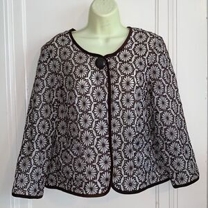 Peck & Peck brown & white eyelet jacket